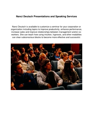 Nanci Deutsch Presentations and Speaking Services