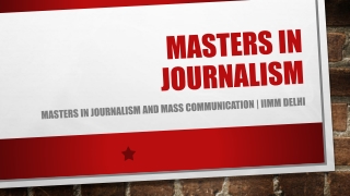 Masters in Journalism and Mass Communication | IIMM Delhi