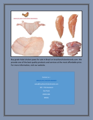 Grade A Halal Brazilian Chicken Paws for sale | Brazilian Chicken Brands