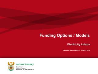 Funding Options / Models Electricity Indaba