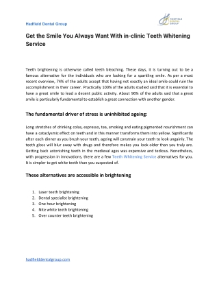 Get the Smile You Always Want With in-clinic Teeth Whitening Service