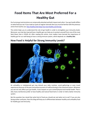 Food Items That Are Most Preferred For a Healthy Gut