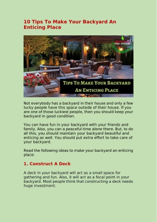 10 Tips To Make Your Backyard An Enticing Place