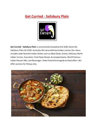 5% Off - Get Curried Indian Restaurant Menu in Salisbury Plain, SA.