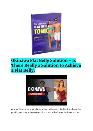 Okinawa Flat Belly Solution - Is There Really a Solution to Achieve a Flat Belly.