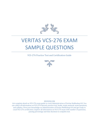 [PDF] Veritas VCS-276 Exam Sample Questions