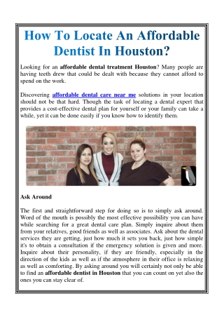How To Locate An Affordable Dentist In Houston