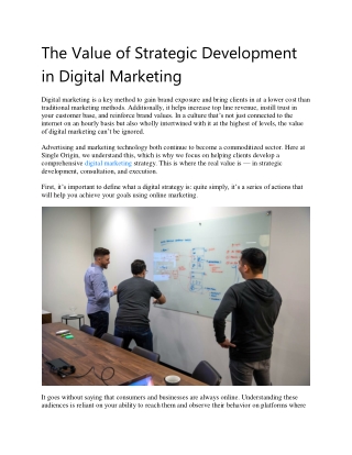 The Value of Strategic Development in Digital Marketing