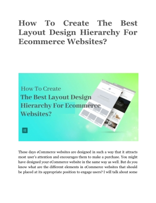 How To Create The Best Layout Design Hierarchy For Ecommerce Websites?