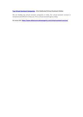 Top Virtual Assistant Companies - Hire Dedicated Virtual Assistant Online