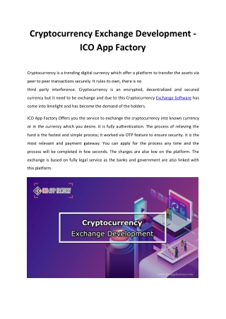 Cryptocurrency Exchange Development - ICO App Factory