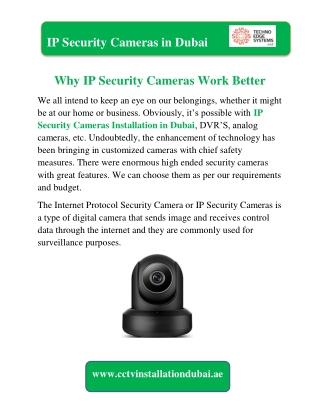 Why IP Security Cameras Work Better