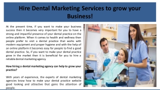 Hire Dental Marketing Services to grow your Business!