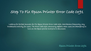 Step To Fix Epson Printer Error Code 0x91