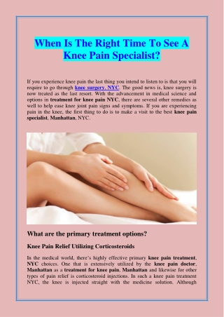 When Is The Right Time To See A Knee Pain Specialist?