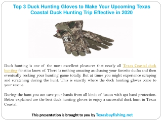 Top 3 Duck Hunting Gloves to Make Your Upcoming Texas Coastal Duck Hunting Trip Effective in 2020