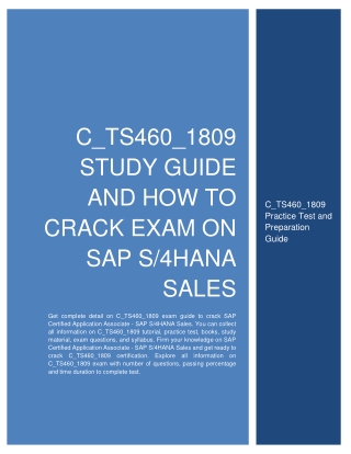 C_TS460_1809 Study Guide and How to Crack Exam on SAP S/4HANA Sales