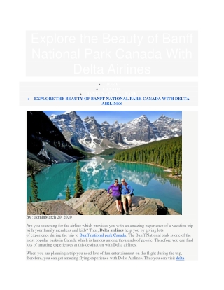 Explore the Beauty of Banff National Park Canada with Delta Airlines