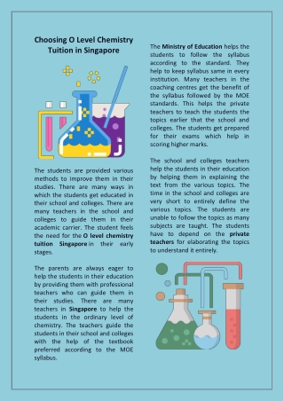 Selecting O level chemistry tuition in Singapore