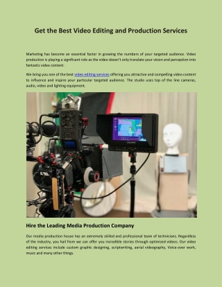 Get the Best Video Editing and Production Services