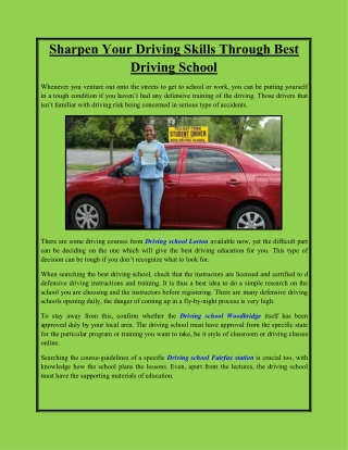 Sharpen Your Driving Skills Through Best Driving School