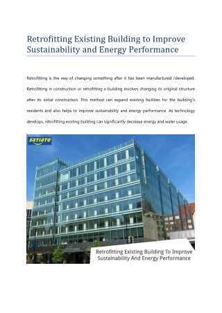 Retrofitting Existing Building to Improve Sustainability and Energy Performance