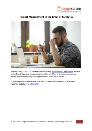 Project Management in the times of COVID-19
