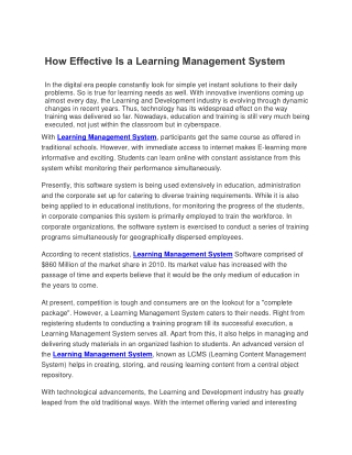 How Effective Is Learning Management System