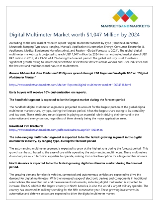 Digital multimeter market worth $1,047 million by 2024