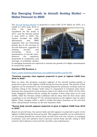 Key Emerging Trends in Aircraft Seating Market — Global Forecast to 2025