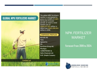 NPK Fertilizers Market to be Worth US$18,377.879 million by 2024