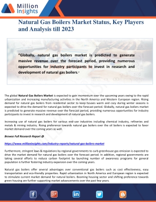 Natural Gas Boilers Market Status, Key Players and Analysis till 2023