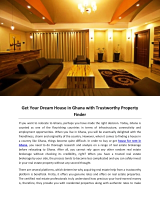 Get Your Dream House in Ghana with Trustworthy Property Finder