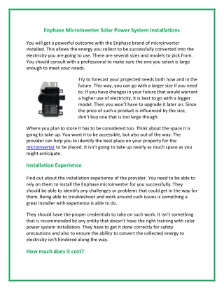 Enphase Microinverter Solar Power System Installations