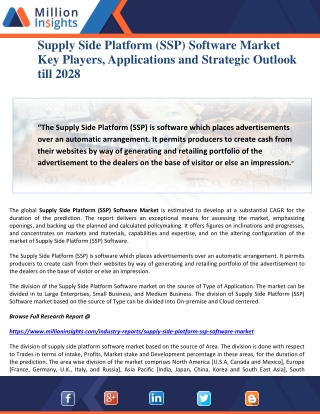 Supply Side Platform (SSP) Software Market Key Players, Applications and Strategic Outlook till 2028