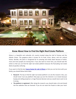 Know About How to Find the Right Real Estate Platform