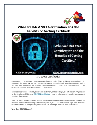 What are ISO 27001 Certification and the Benefits of Getting Certified?