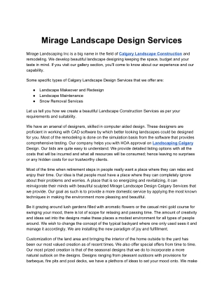 Mirage Landscape Design Services
