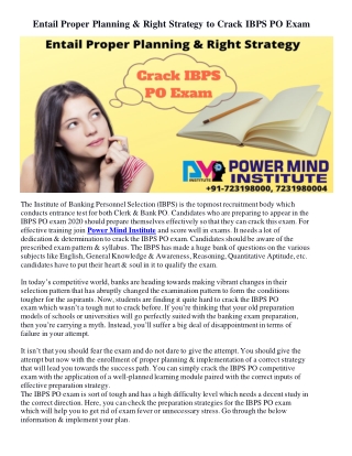 Entail Proper Planning & Right Strategy to Crack IBPS PO Exam