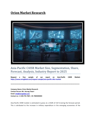 Asia-Pacific C4ISR Market Trends, Size, Competitive Analysis and Forecast - 2019-2025