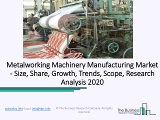 Metalworking Machinery Manufacturing Market Industry To Record An Impressive Growth