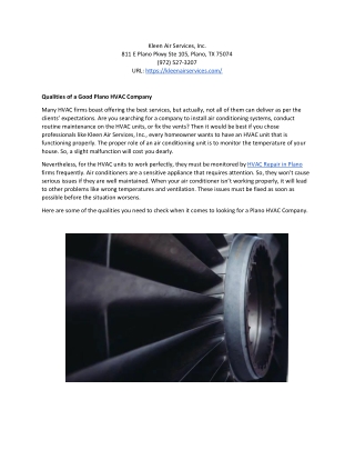 Kleen Air Services Inc
