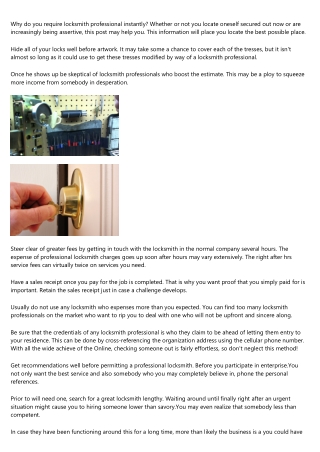 Seeking The Key To An Effective Professional locksmith