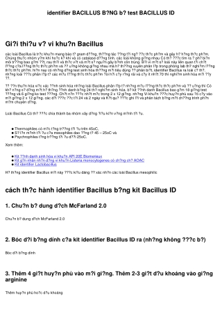 identifier BACILLUS BẰNG bộ test BACILLUS ID