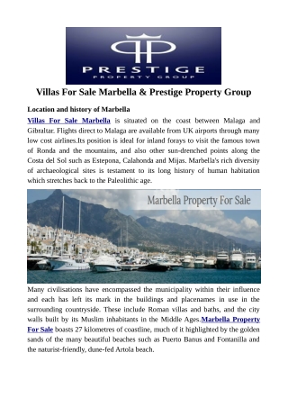 Villas For Sale Marbella & Prestige Property Group