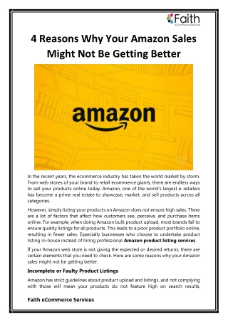 4 Reasons Why Your Amazon Sales Might Not Be Getting Better