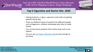 Jac Vapour Discount Codes for Inexpensive E-Cigarettes
