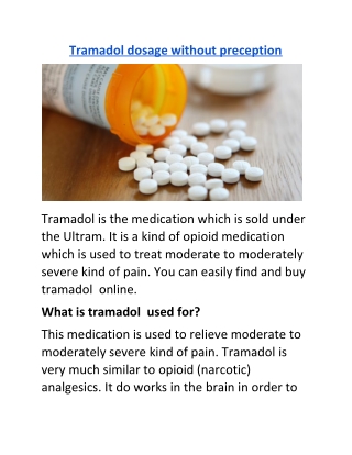 Tramadol Dosage Without Preception