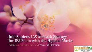 Join Sapiens IAS to Crack Zoology for IFS