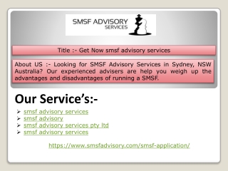 Get Now smsf advisory services